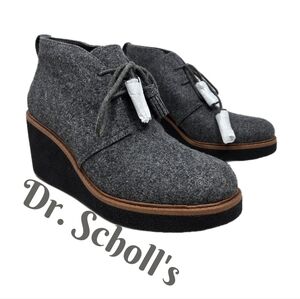Dr. Scholl's Womens Ankle Wedge Booties Sz 8M Aurora Wool Blend Lace Up Tassles